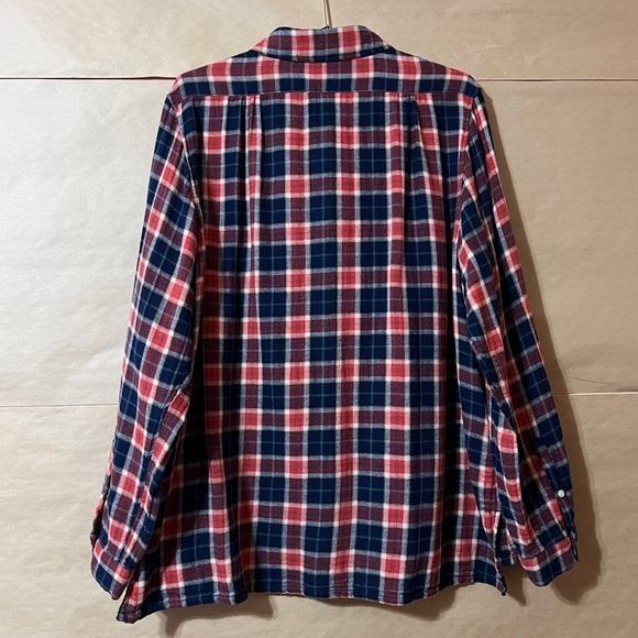 Trovata Birds Of Paradis | Logan Henley Plaid Popover Top Button Blouse Size L - Picture 8 of 10